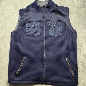 Richmarbert Full Zip‎ Bomber Vest Jacket Mens XL Blue Zipper Pockets Sleeveless